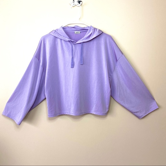 Lavender Oversized Satin Stretch Hoodie, Size S - Picture 1 of 5